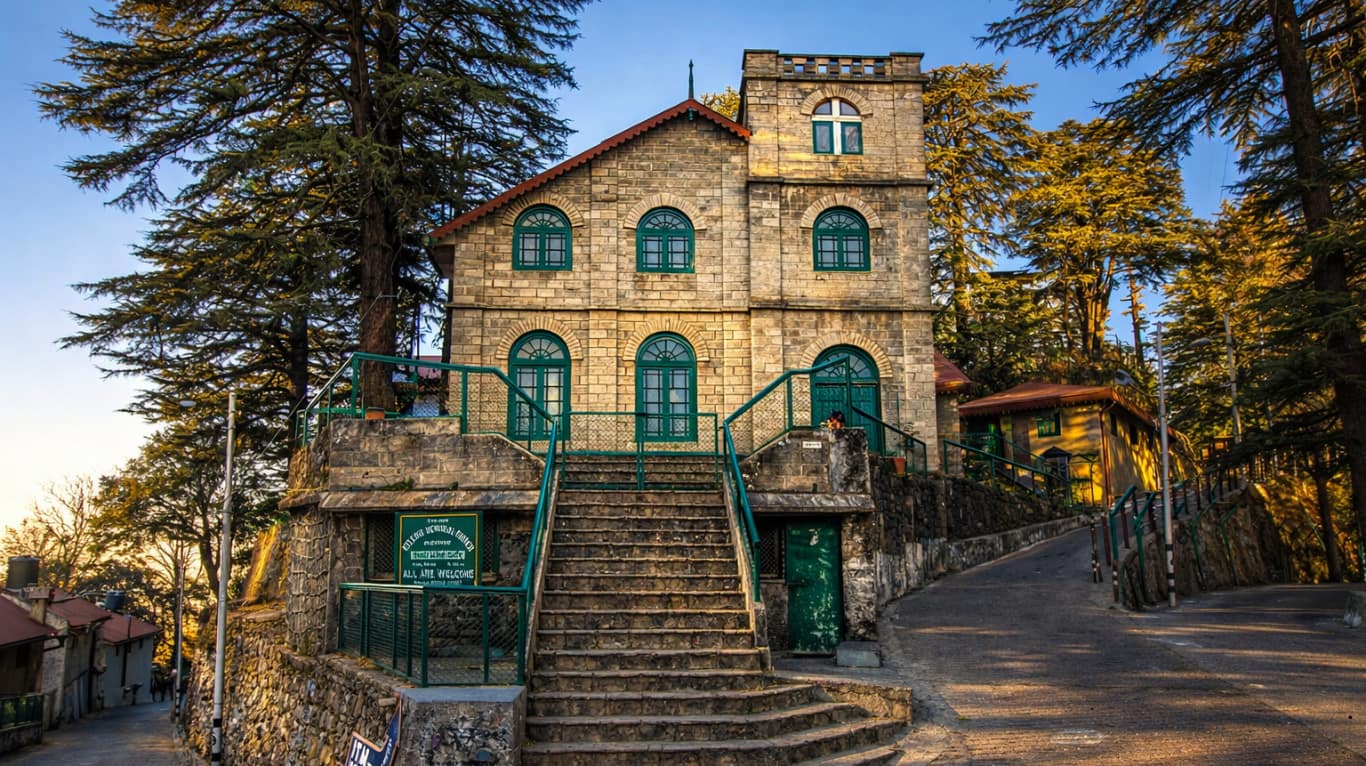 Quiet streets of Landour surrounded by pine forests