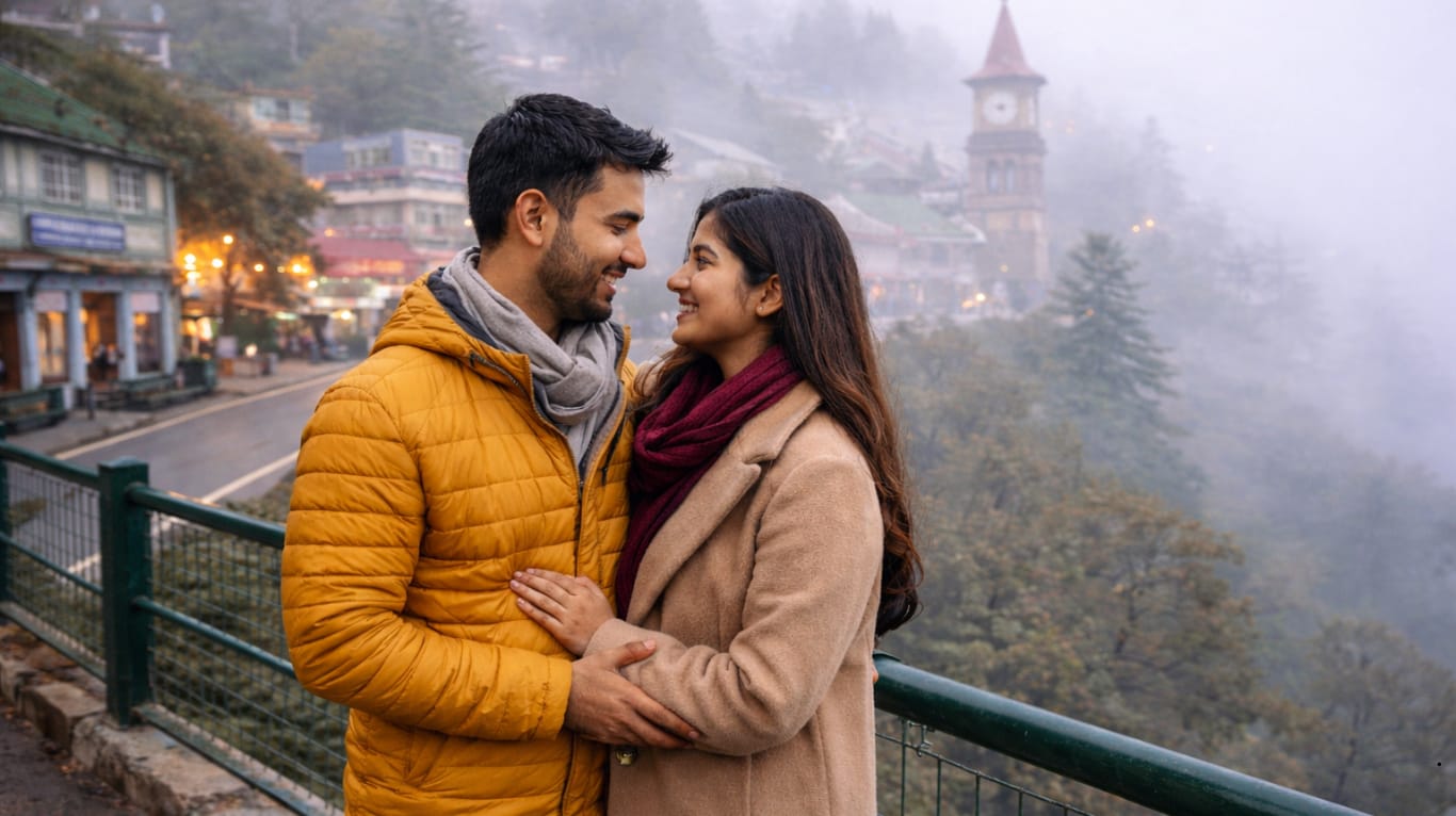 Couple enjoying Landour Mussoorie